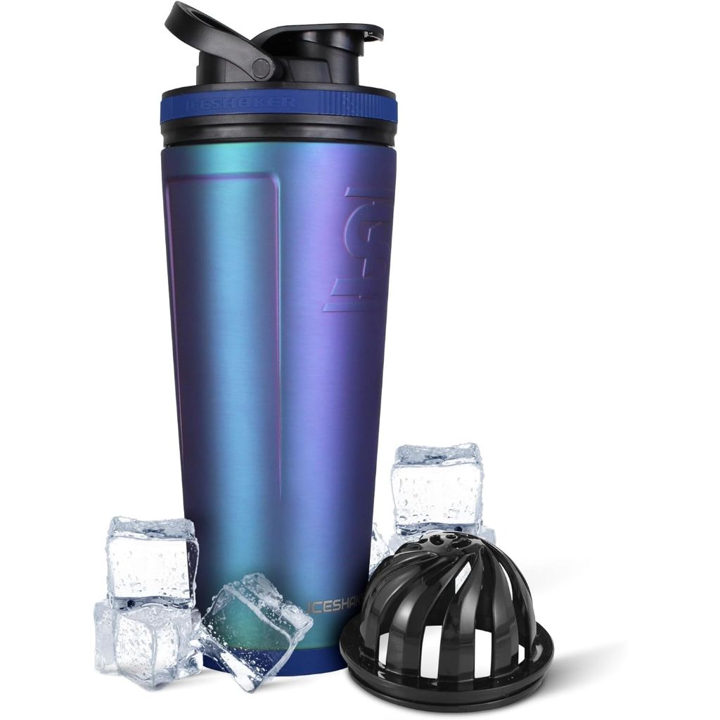 Ice Shaker Insulated Stainless Steel 36oz Shaker Bottle, 30+ Hours Cold, Navy
