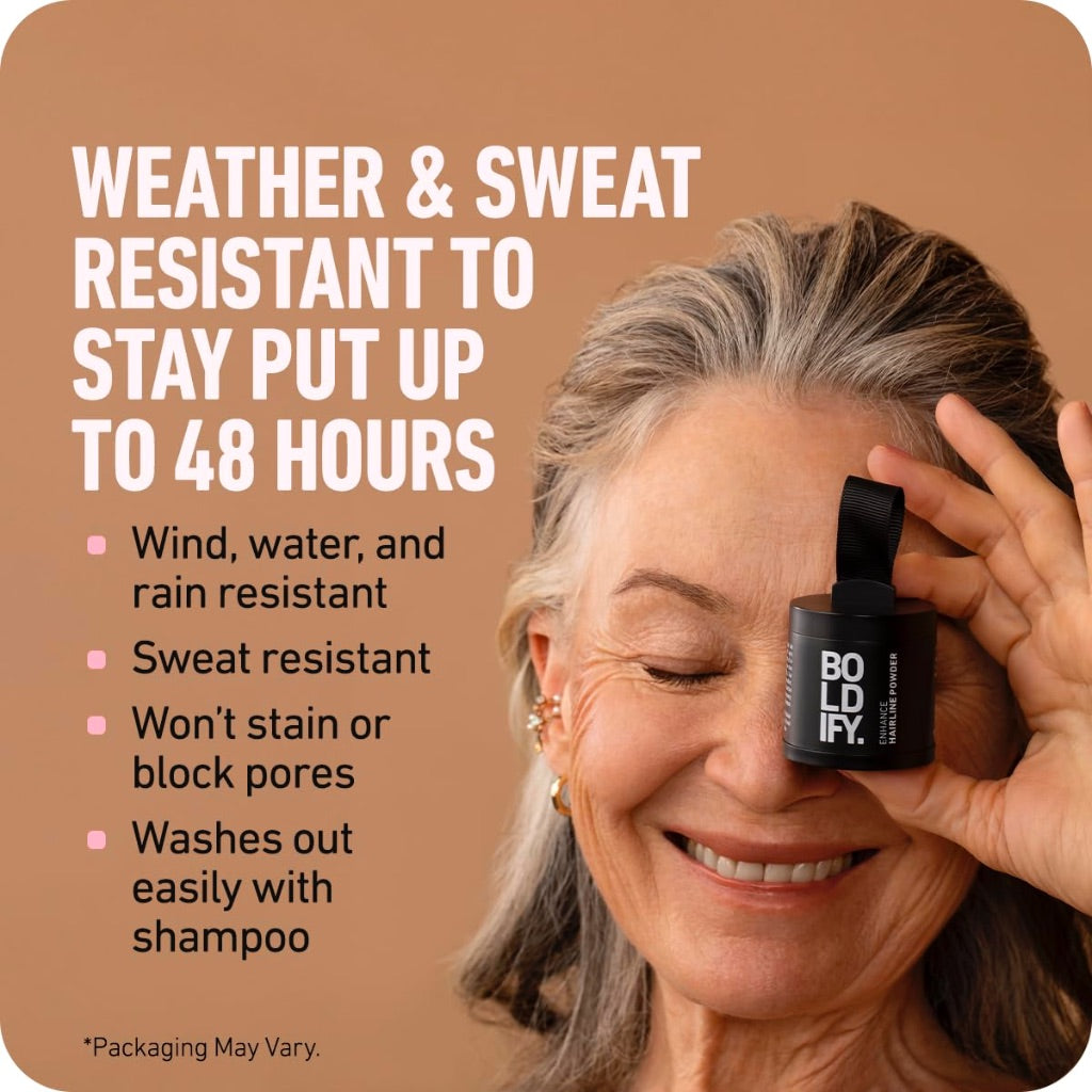 Boldify Hairline Powder + Hair Fiber Bundle for Thinning Hair, Root Cover Up (Black)