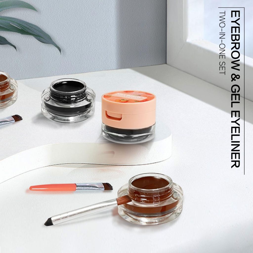 JOSURBEAUTY Dual Head Eyebrow and Eyeliner 1 IN 2 with Waterproof Pomade - Brow Gel and Eyeliner Pen with Dual Brush