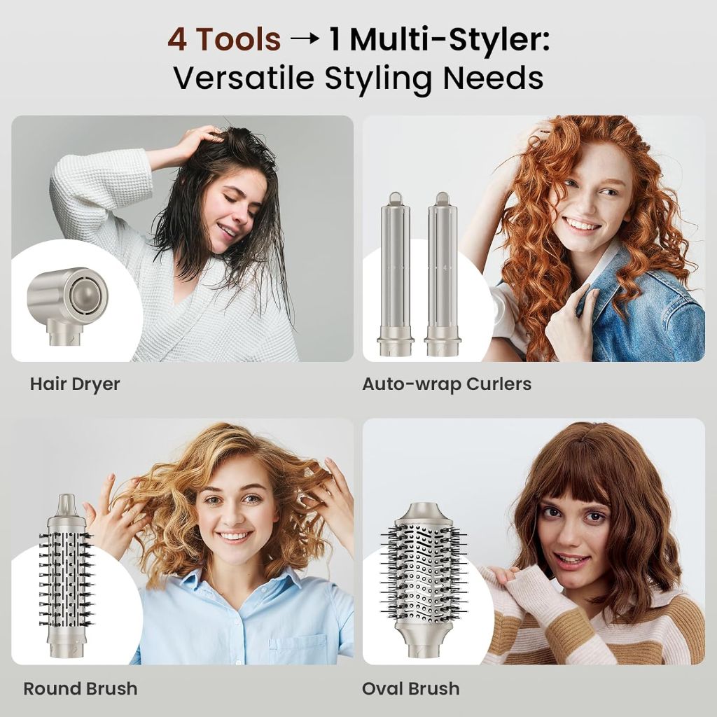 5-in-1 Hot Air Styler & Dryer with Auto Wrap Curlers & Volumizing Brushes