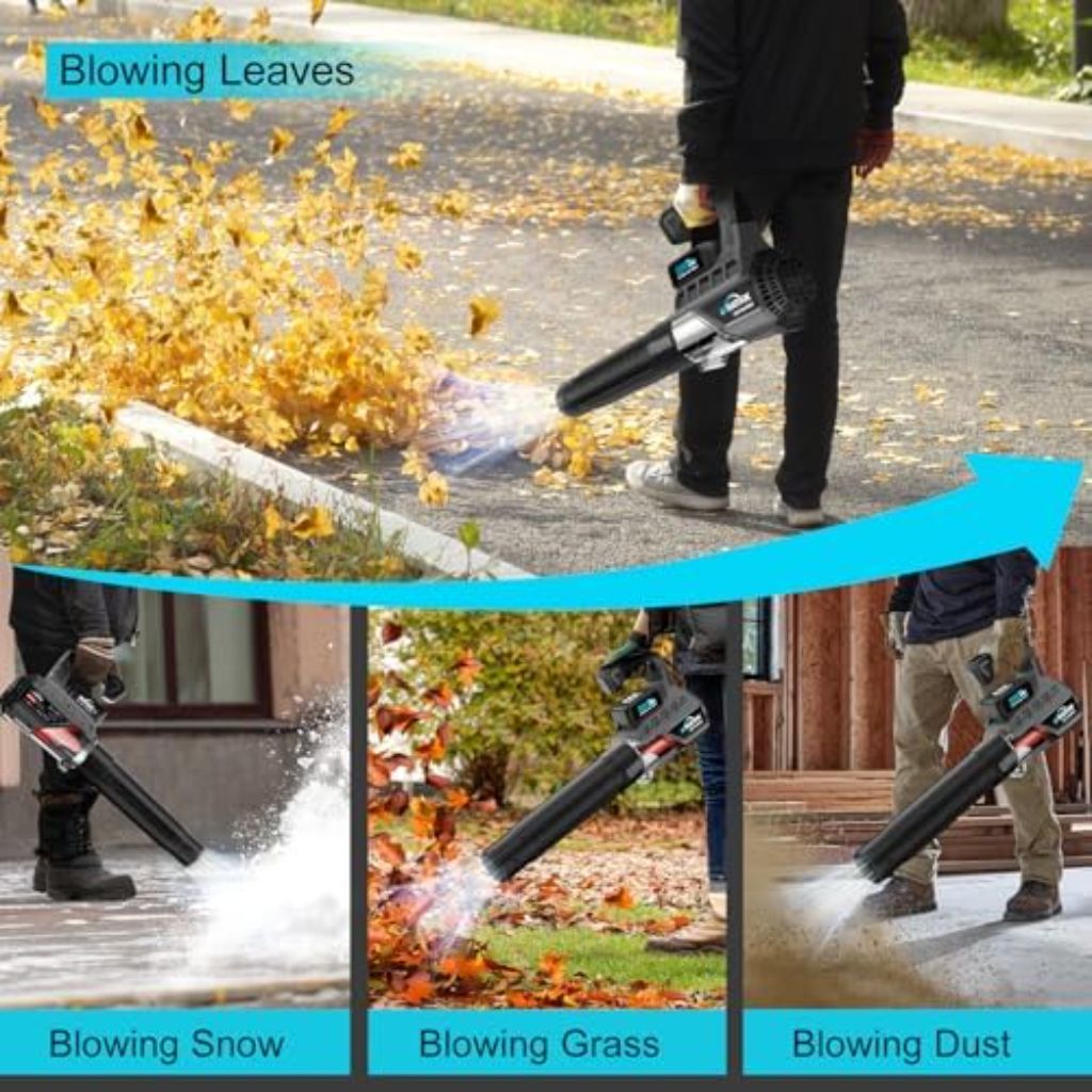 Leaf Blower Cordless with Battery and Charger: 2 Batteries 20V 4.0Ah Brushless Motor,(Grey)