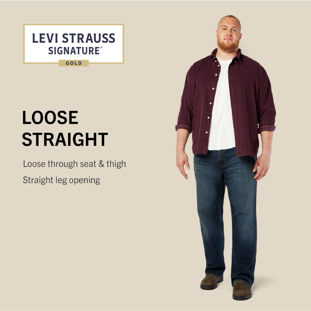 Levi Strauss Signature Gold Men's Loose Fit Jeans, Rolling Dune, 36Wx29L