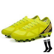 Brooman Kids Firm Cleats with Socks, Lime - size 13