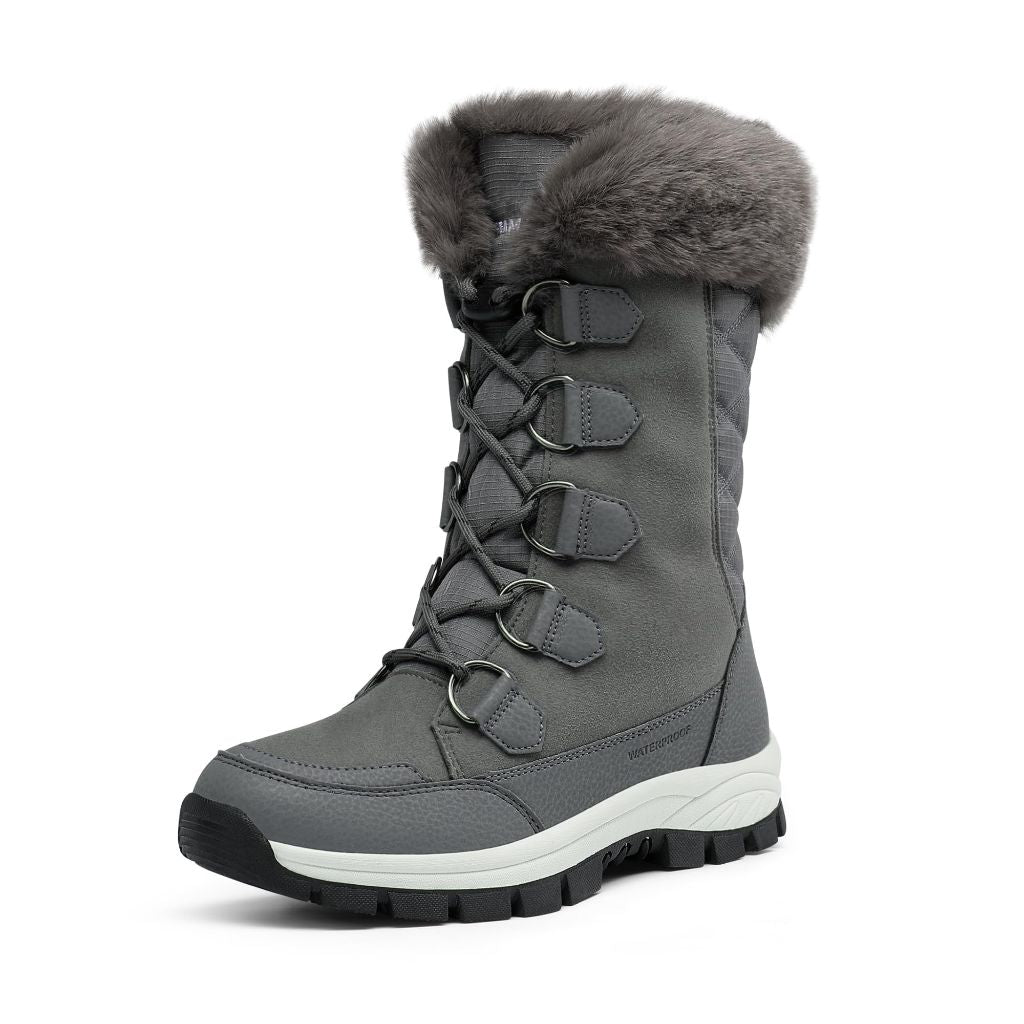 DREAM PAIRS Women's Waterproof Winter Snow Boots, Dark/Grey - Size 6.5