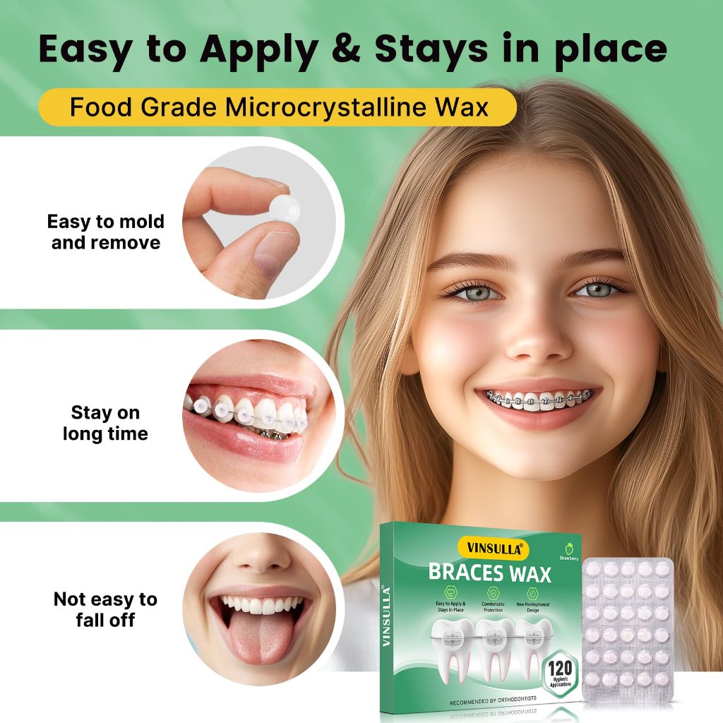 VINSULLA Orthodontic Wax for Braces Wax 120 Individual | Strawberry