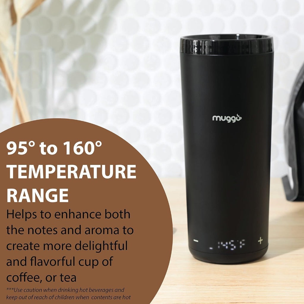 Muggo Self-Heating 12oz Coffee Mug with 3 Hour Battery Life - Black