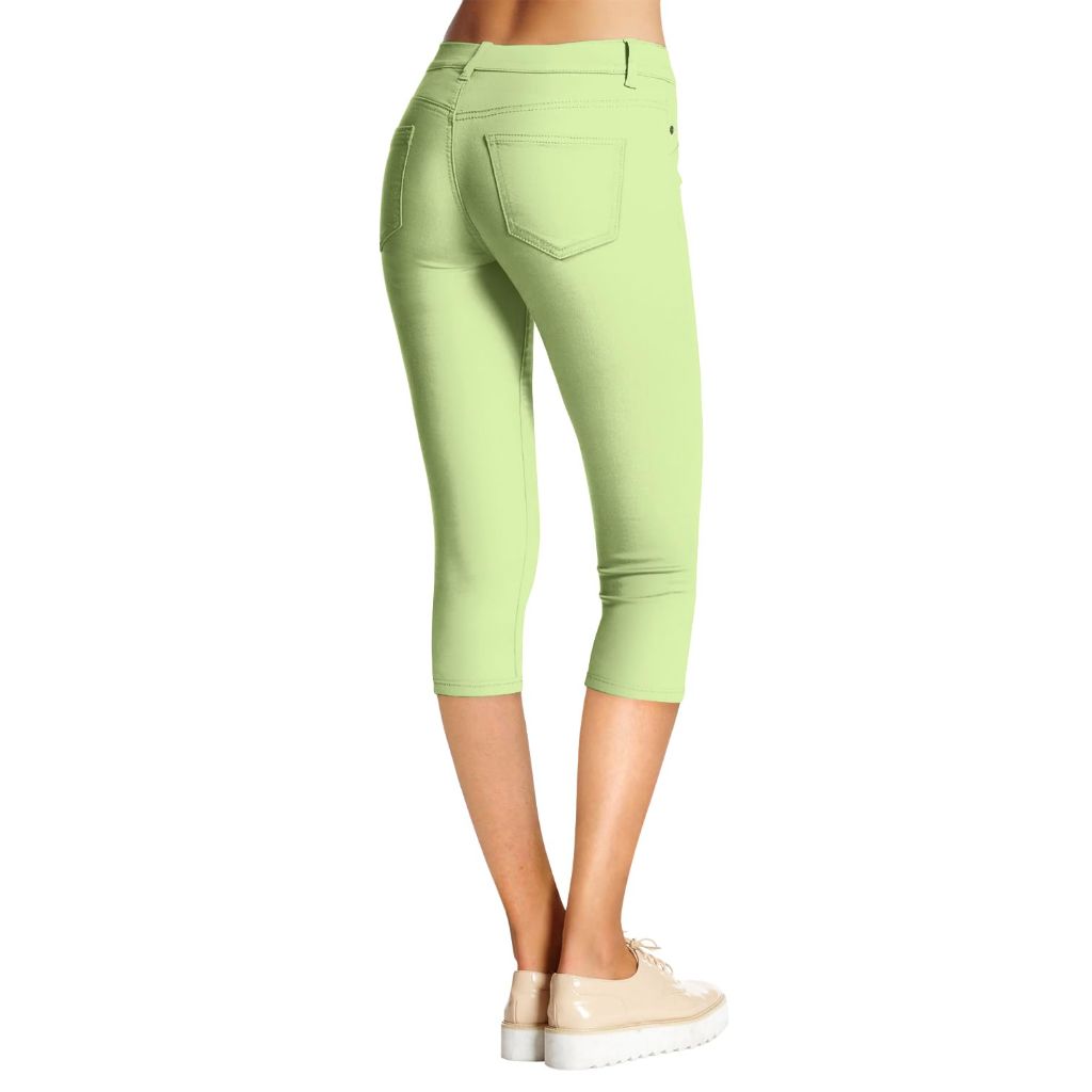 Hybrid & Company - Women's Ultra Stretch Mid Rise Skinny Capri Pants with Pockets, Lime 3X