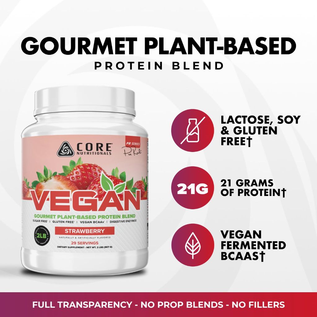 Core Nutritionals Vegan Gourmet Plant Based Protein Blend | 21g Pea Protein | 2 Pound (Vanilla Cream)