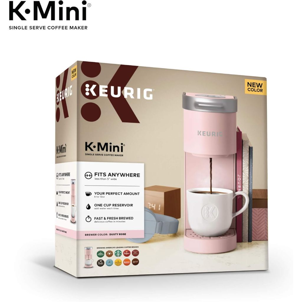 Keurig K-Mini Single Serve Coffee Maker, 6 to 12oz Brew size, with Cord Storage - Dusty Rose