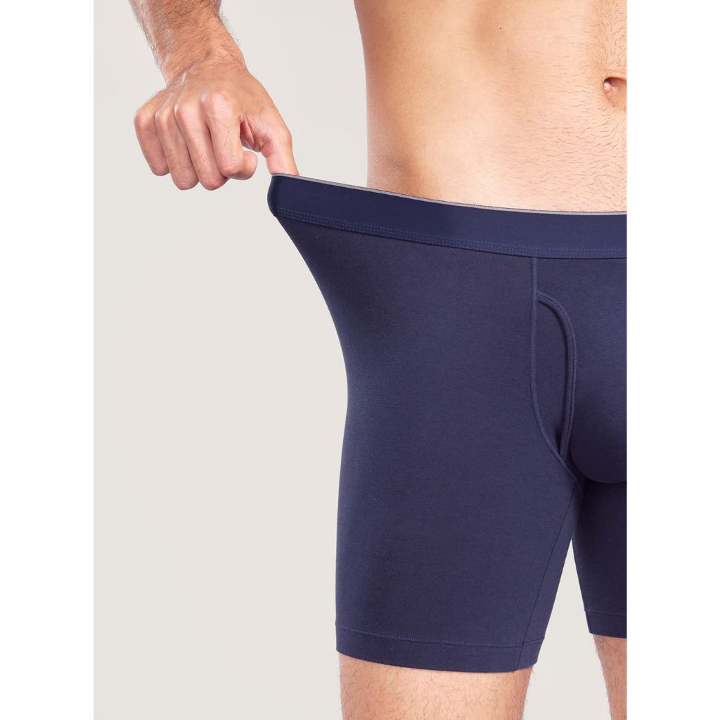 DAVID ARCHY Men's 6 Pack Soft Combed Cotton Boxer Briefs (XL,Navy Blue/Black/Dark Gray)