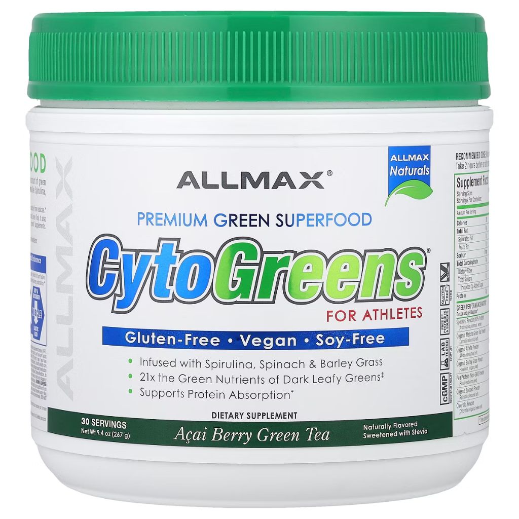 ALLMAX CytoGreens®, Premium Green Superfood For Athletes, Acai Berry Green Tea, 9.4 oz