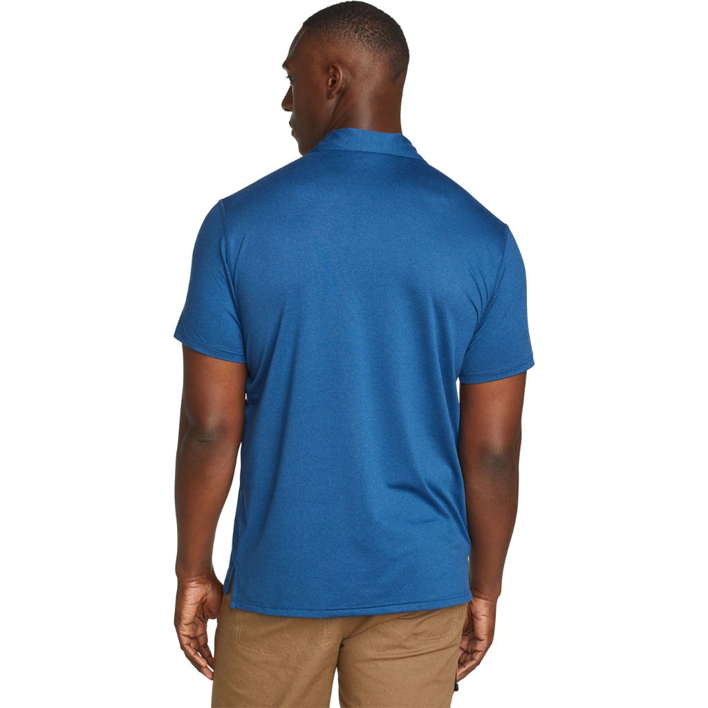 SZ XL, Eddie Bauer Men's Mountain Trek Classic Fit FreeDry Short Sleeve Polo Shirt, Blue