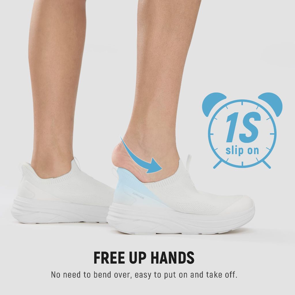 AIRHAS Womens Slip On Walking Shoes (White,7.0)