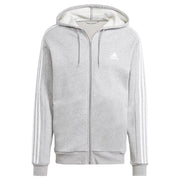 adidas Men's Essentials Fleece 3-Stripes Full-Zip Hoodie - Medium Gray Heather, 4XL Tall
