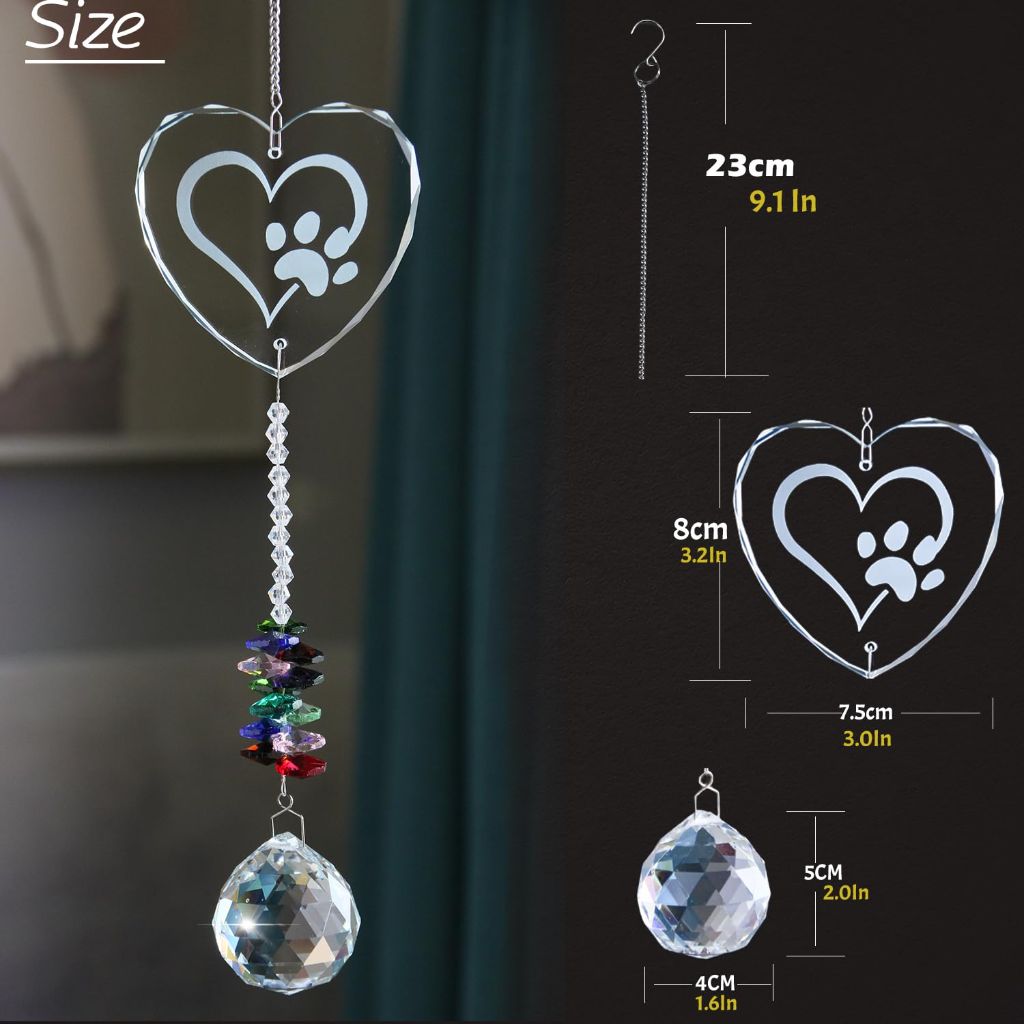 Dog Memorial Gifts Crystal Suncatcher,Pet Loss, Pet Sympathy,Dog Memorial Gifts for Loss of Dog,Pet Memorial Gift,Dog Passing Away Gifts