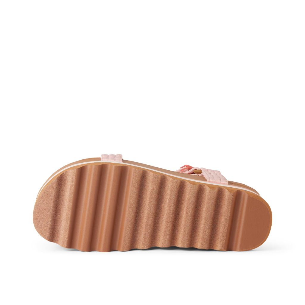 REEF Cushion Rem Hi Womens Platform Sandal, Adjustable Strap, Arch Support and Heel Cupping, Coral Duo, 8