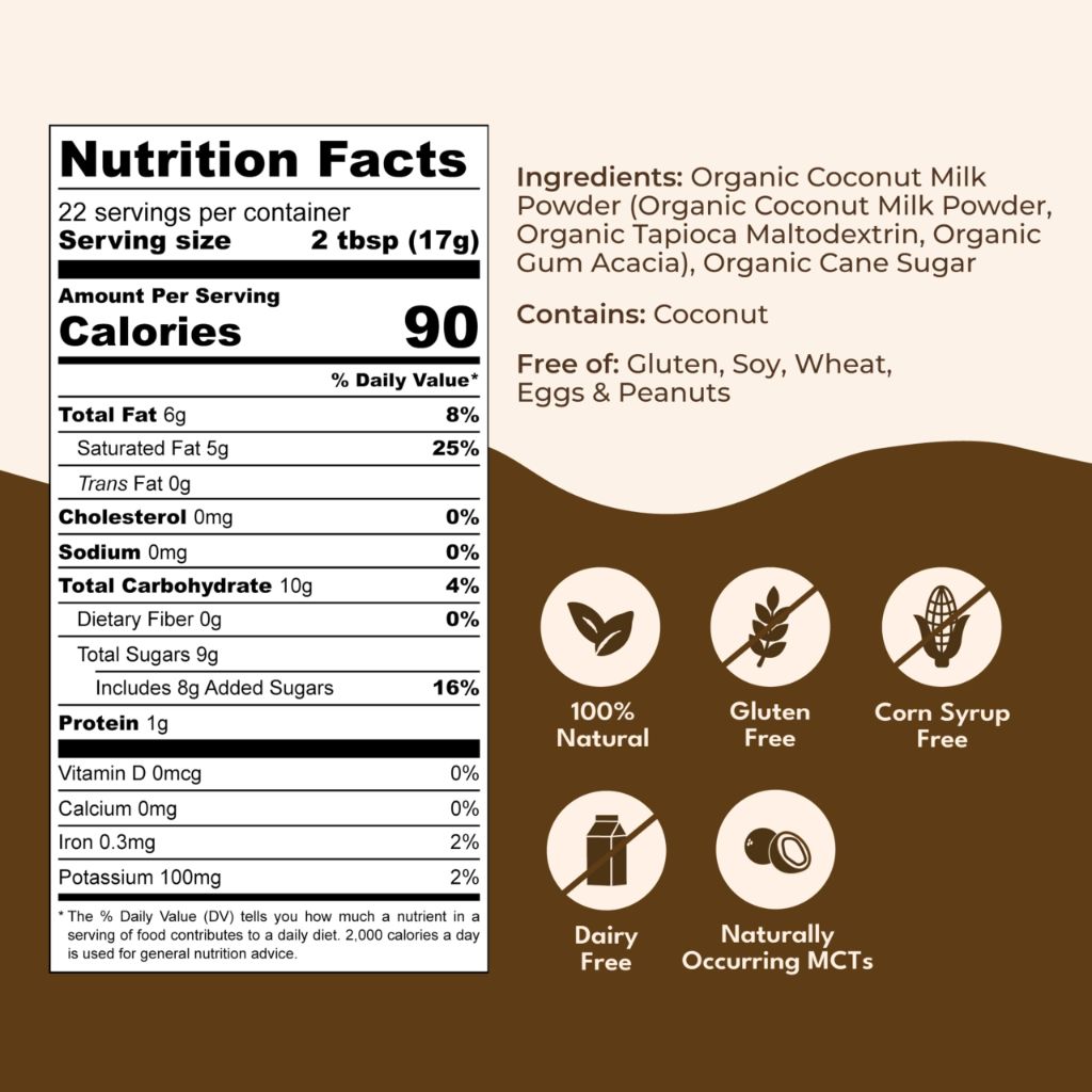 Tian Creamers Sweetened Coconut Milk Creamer Powder - Dairy-Free Coffee Creamer  - 13oz, 22 Servings
