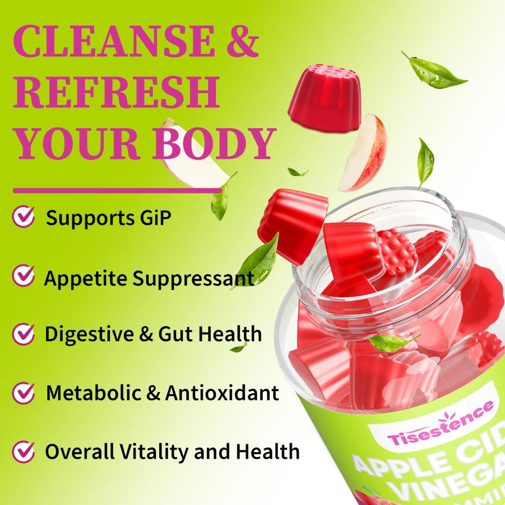 Tisestence - Appetite Suppressant Supplement | Apple Cider Vinegar Gummies with Green Tea Extract | 120 Gummies