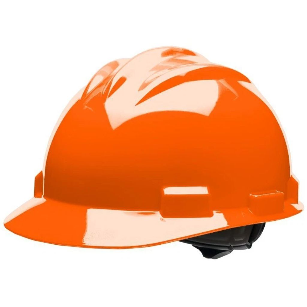 Bullard 3-Rib S61 Cap Style Safety Hard Hat with 4-Point Ratchet Suspension and Cotton Brow Pad, ORANGE