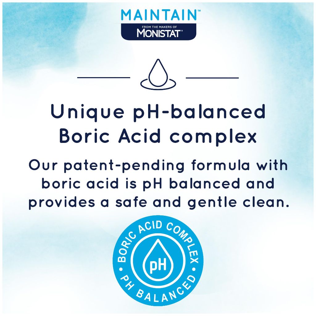 Monistat Boric Acid Feminine Wash, Fragrance-Free with Gentle pH-Balanced Formula, 10 Fl Oz