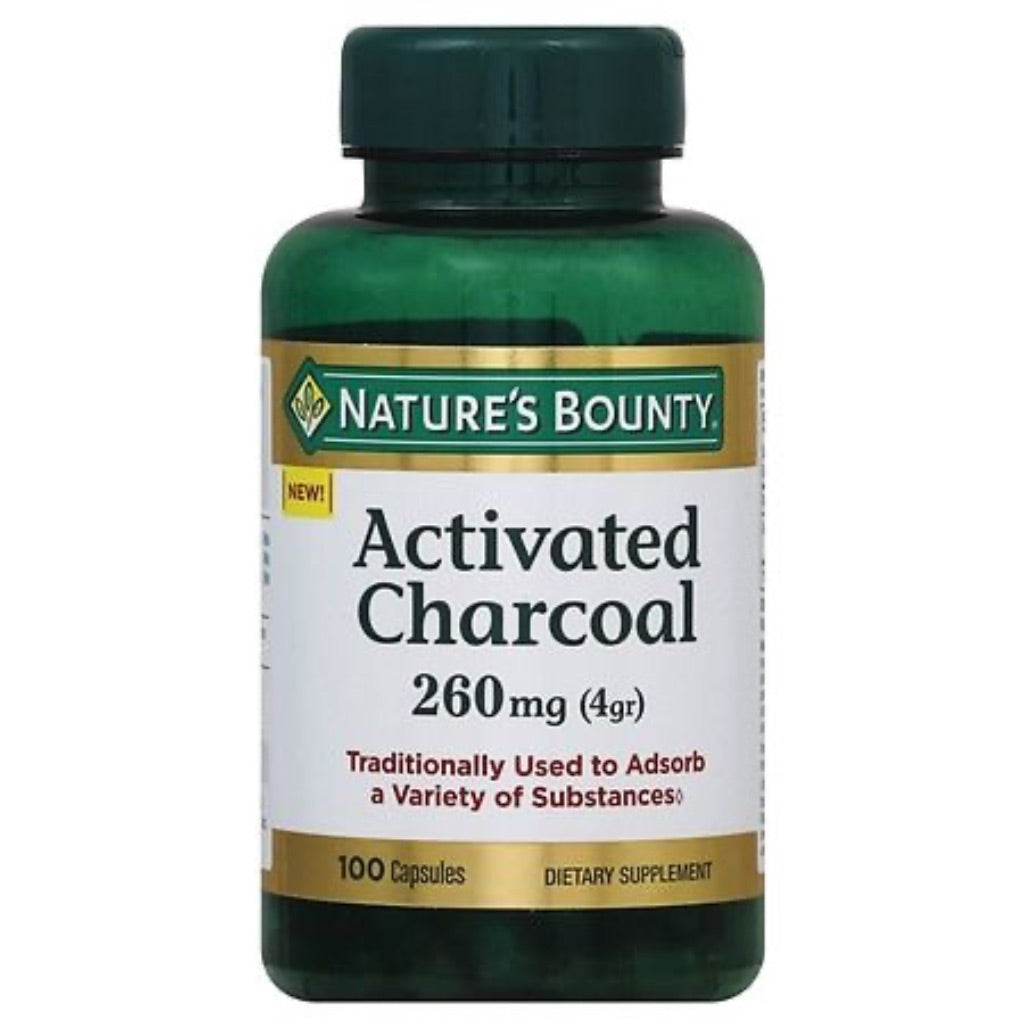 Nature s Bounty Activated Charcoal Dietary Supplement Capsules  260 Mg  100 Ct