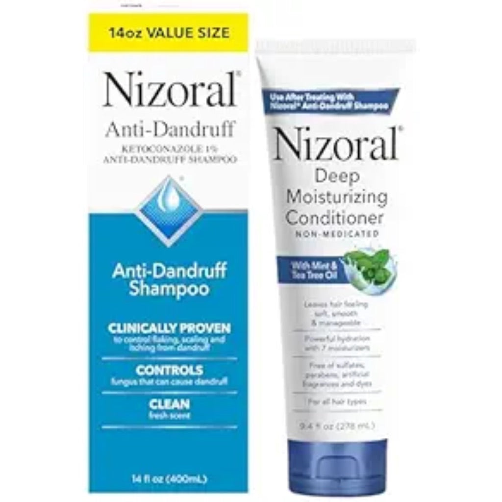Nizoral Anti-Dandruff Shampoo, 14 Oz + Deep Moisturizing Conditioner, 9.4 Oz Bundle