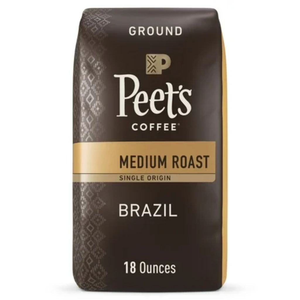 Peet s Coffee Single Origin Brazil Premium Medium Roast Ground Coffee  Arabica  18 oz