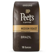 Peet s Coffee Single Origin Brazil Premium Medium Roast Ground Coffee  Arabica  18 oz