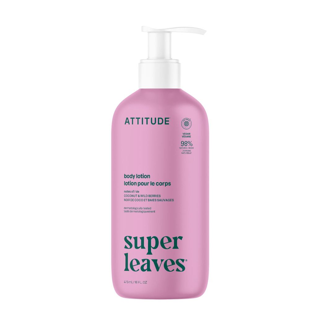 ATTITUDE Body Lotion, EWG Verified Moisturizer, Non-Greasy, Hydrating for Dry Skin, Coconut & Wild Berries Scent, 16 Fl Oz