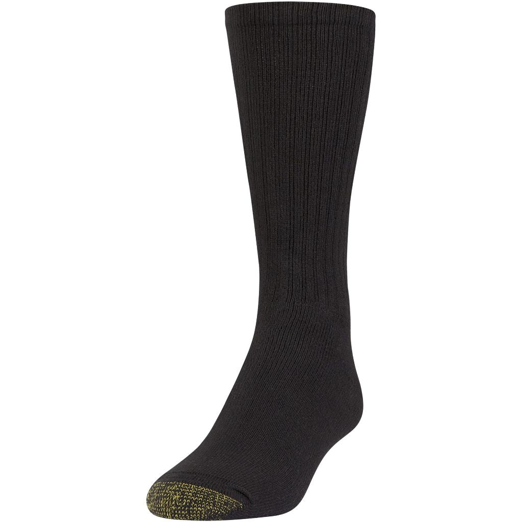 GOLDTOE Men's Harrington Crew Socks, Multipairs, Black (12-Pairs), Large