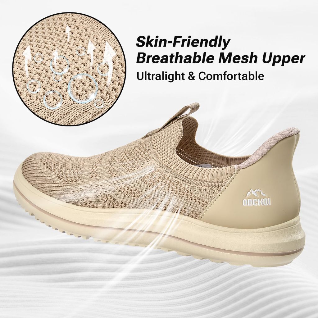 SZ 9M, ODCKOI Men’s Hands Free Slip On Walking Shoes -KAQI -Khaki