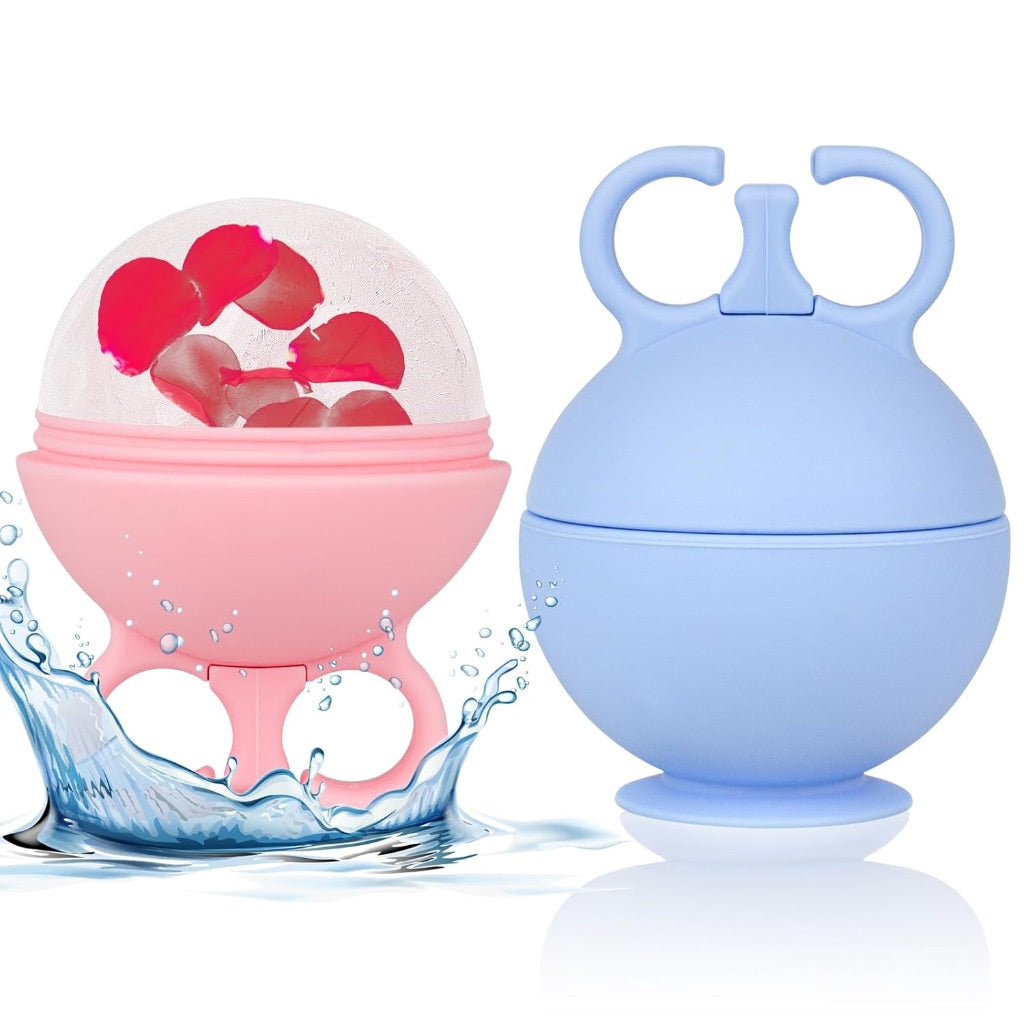 Ice Roller for Face, Neck, Body, and Eyes - 2 Pack (Pink & Blue)