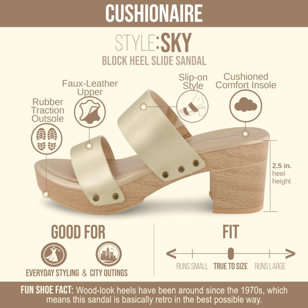 CUSHIONAIRE Women's Sky Platform Sandals - Gold, Size 11