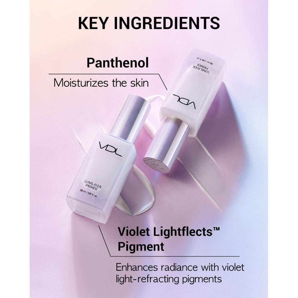 VDL Lumilayer Primer (Glowy Finish, 1.01fl oz) - Illuminating Pearl Makeup Base for Glowing Skin. Korean Makeup. Hydrating Radiance