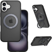 MAGEASY Designed for iPhone 16 Plus Case 6.7" - Shockproof Case with 360° Rotatable Stand, 16ft Ultimate Drop Protection (Black)
