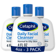 Cetaphil Face Wash, Daily Facial Cleanser for Sensitive, Combination to Oily Skin, 4 Oz 3 Pack