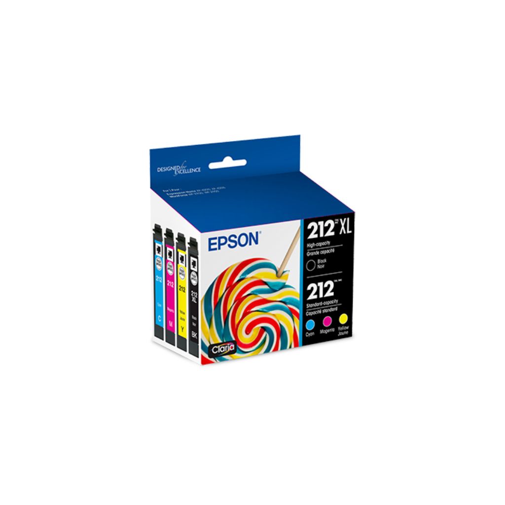 Epson 212XL Black C/M/Y Combo Pack Ink Cartridges (T212XL-BCS): High-Yield, 3 Colors