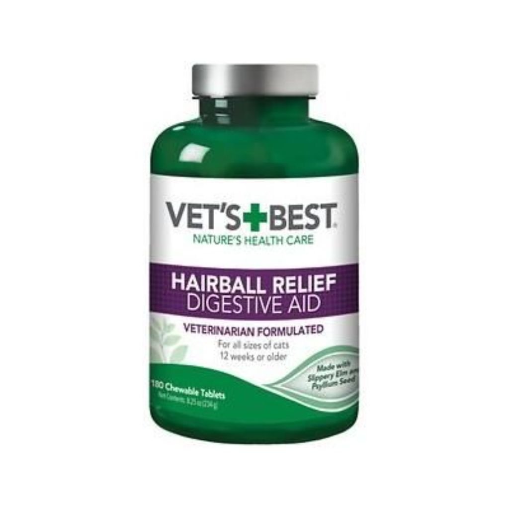 Vet's Best Cat Hairball Relief Digestive Aid, Chicken, 180 Chewable Tablets