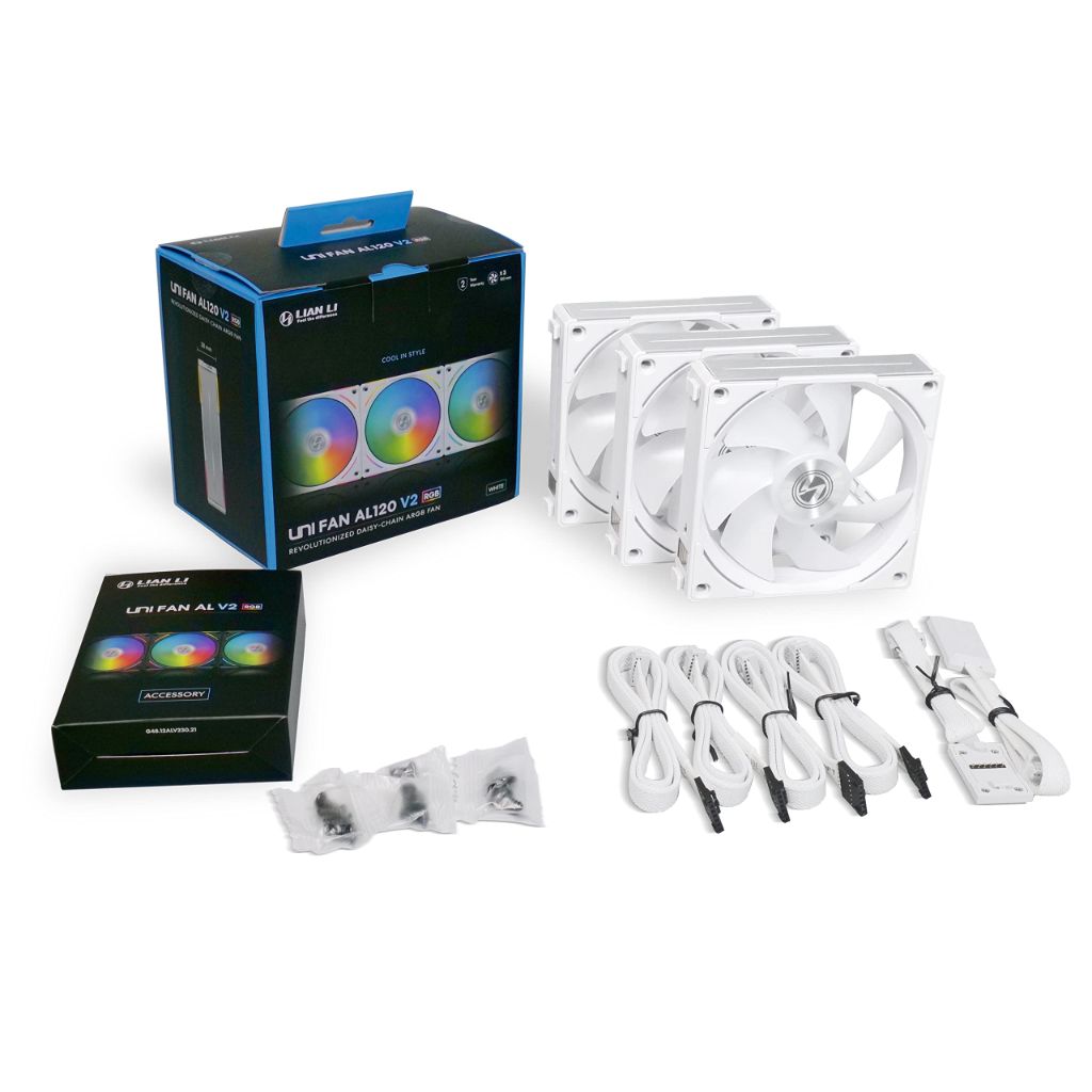Lian Li UNI Fan AL120V2 120mm Triple Pack White with Controller