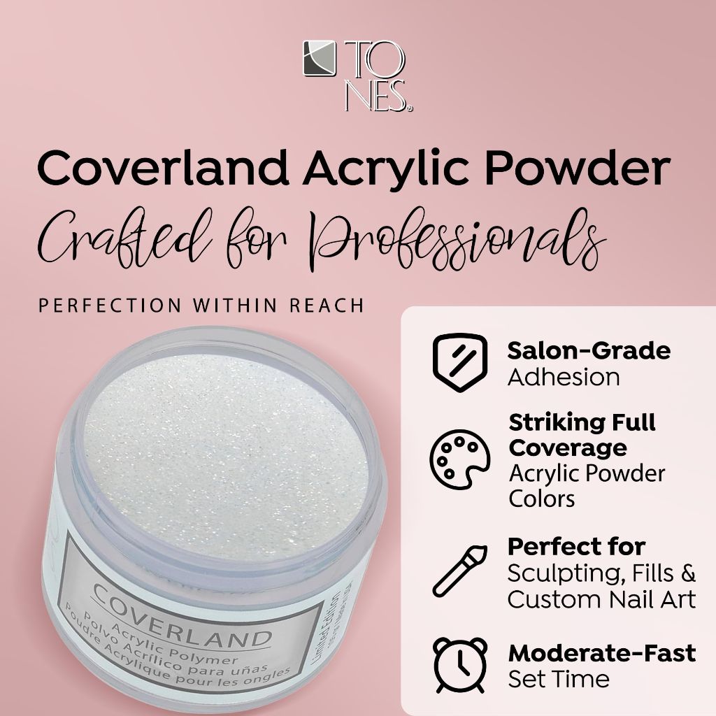 Tones USA Coverland Acrylic Nail Powder MMA & Cruelty Free - 3.5oz "Snowflakes"