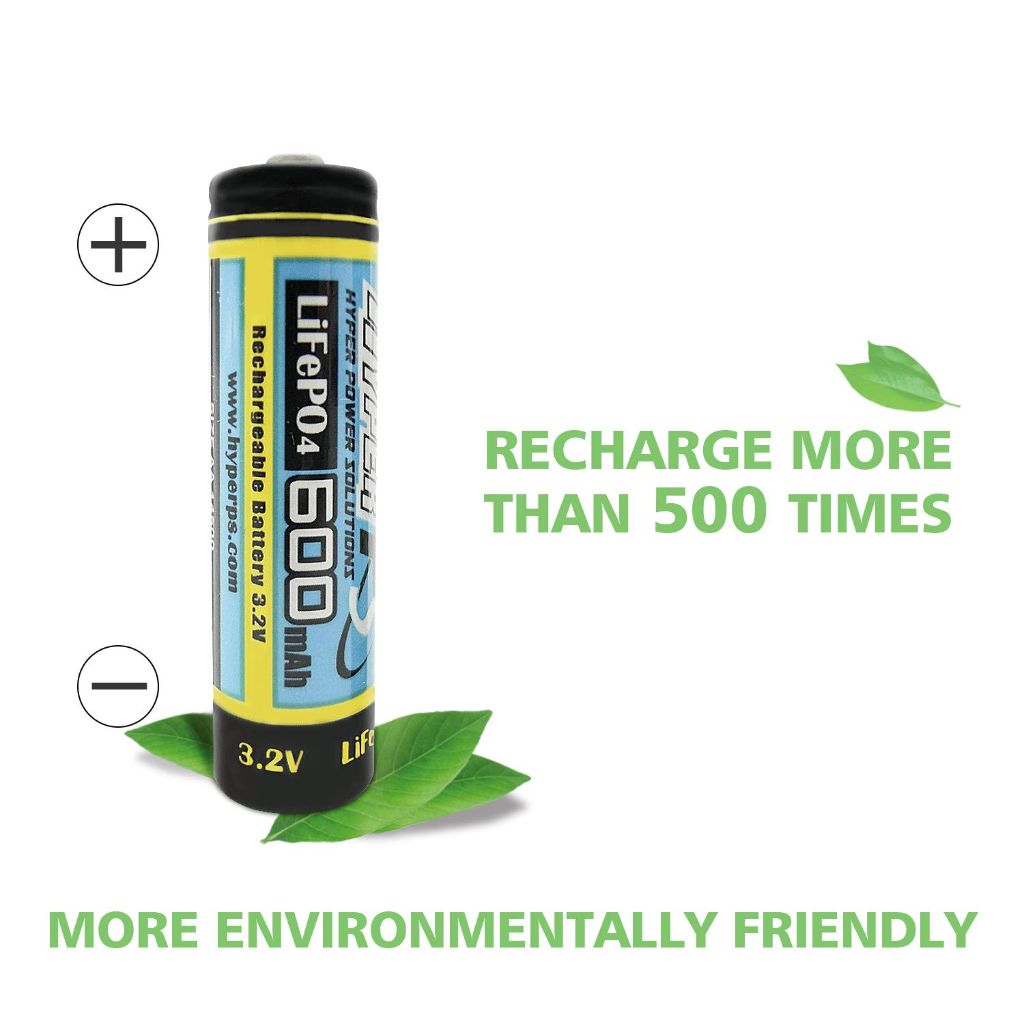 HyperPS 3.2V AA 600mAh Rechargeable Battery for Solar Panel Light, Tooth Brush, Shaver, Flashlight (4-Pack)
