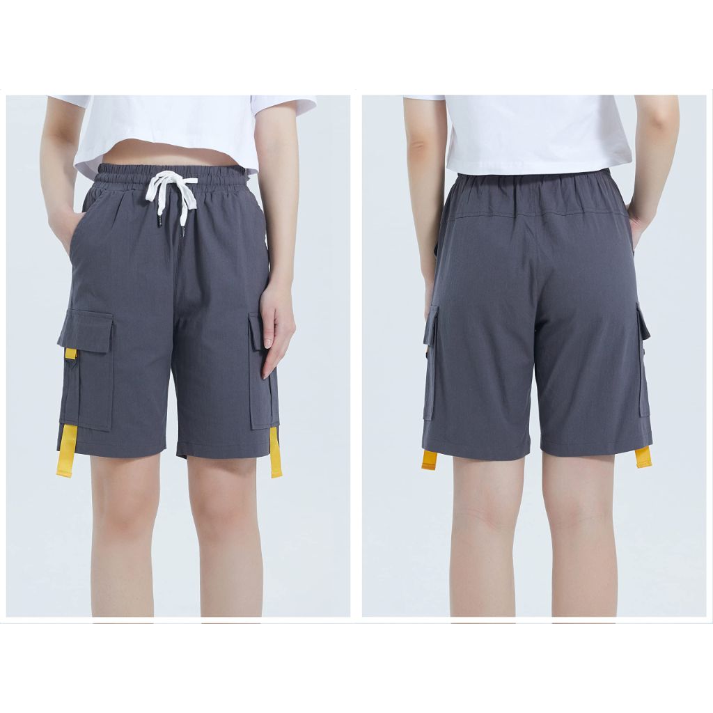 SZ 4-6, VtuAOL Women's Cargo Shorts Elastic Waist Comfy Cotton Loose Fit Shorts - Black