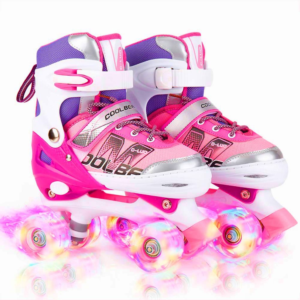 SZ S, Sowume Adjustable Kids Roller Skates for Girls and Women, All 8 Wheels of Girl's Skates Shine