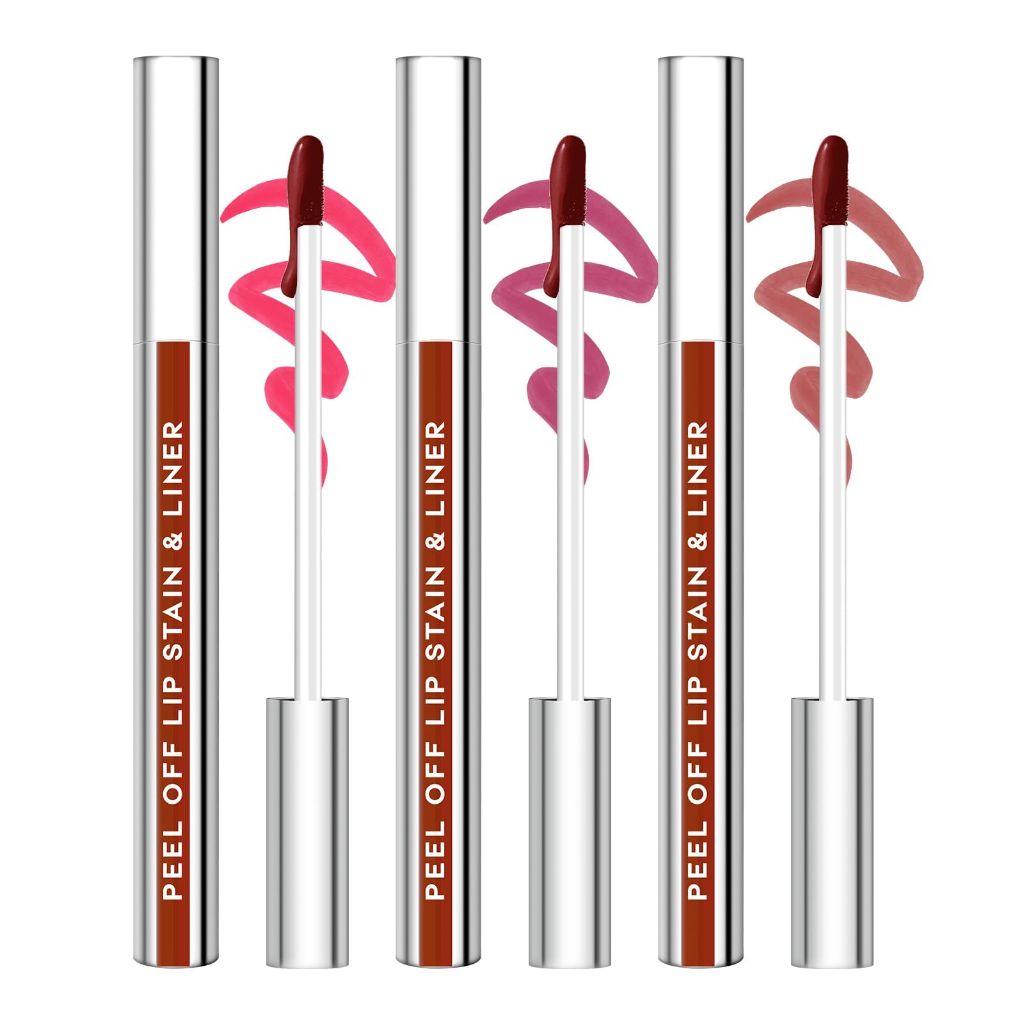 JUNECODE 3Pcs Lip Stain Peel Off Set, Highly Pigmented Color Lip Makeup(#01+02+03)