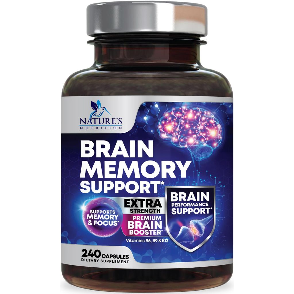 Nature's Nutrition - Brain Memory Supplement Pills - 240 Capsules