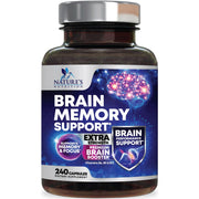 Nature's Nutrition - Brain Memory Supplement Pills - 240 Capsules