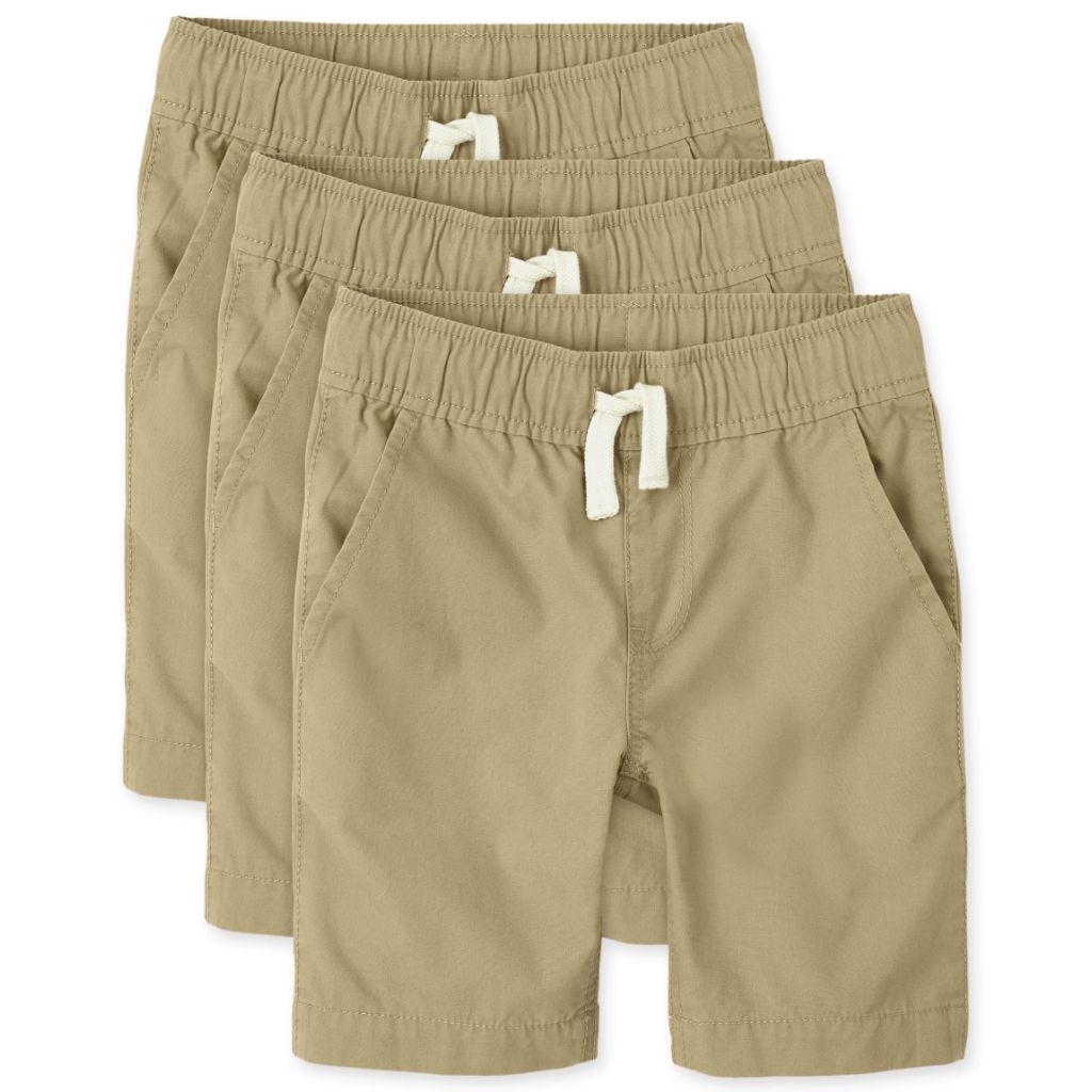 The Children's Place boys Pull on Jogger Shorts, Flax 3 Pack, 14 US