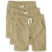 The Children's Place boys Pull on Jogger Shorts, Flax 3 Pack, 14 US
