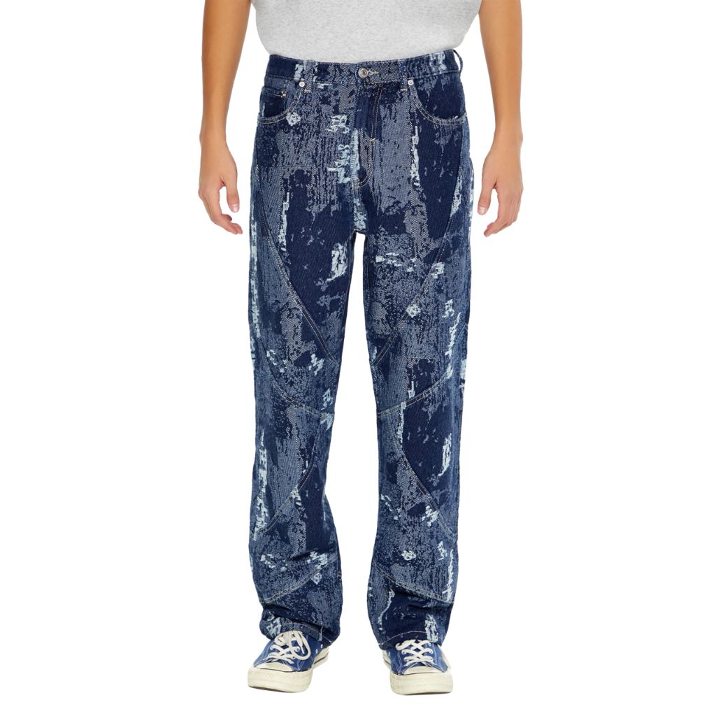 Forever 21 Men's Jacquard Abstract Mid-Rise Jeans Dark Denim/Multi 29