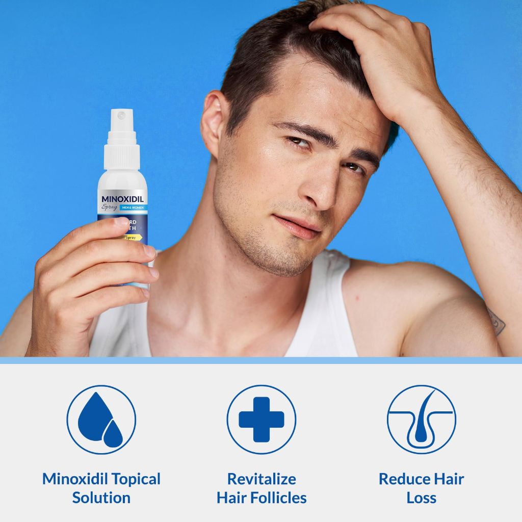 5% Minoxidil Spray for Hair and Beard - 2 fl. oz. (3 Pack)